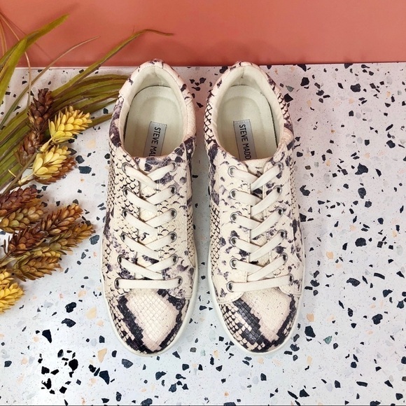 Steve Madden Bertie Snake Print Platform Lace Up Women’s Sneakers Sz 8 - Picture 3 of 10